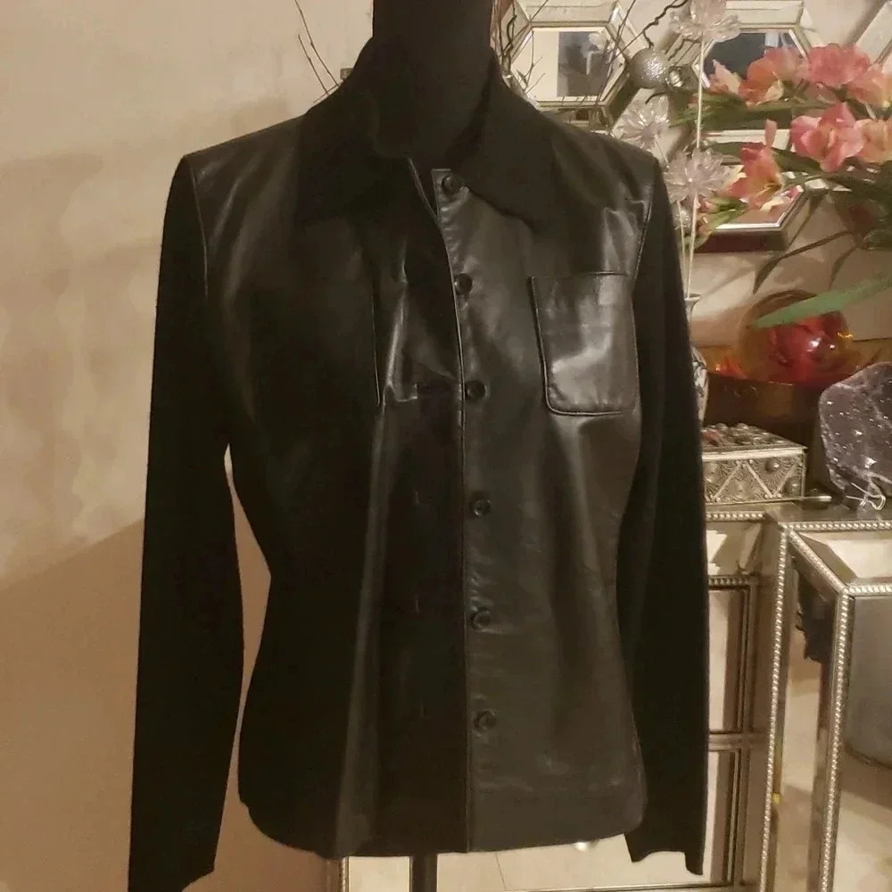 Peck & peck collection lamb leather/wool jacket size M - Picture 1 of 7